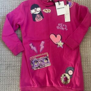 Little Marc Jacobs Fuchsia Graphic Sweatshirt Dress 6y